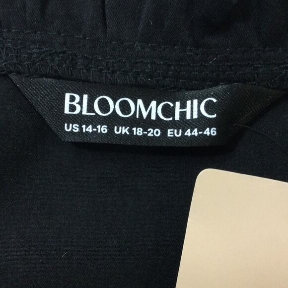 BLOOMCHIC 14-16 1X Plus Black Plain Frill Ruffle Layered Midi Dress NWT B101 - Picture 9 of 11